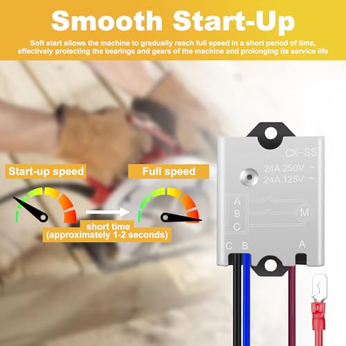 Módulo de arranque suave de 125/250V 24A con precableado, interruptor de arranque suave, relé de arranque suave, accesorio de herramienta eléctrica para sierras de mesa, sierras circulares, amoladoras