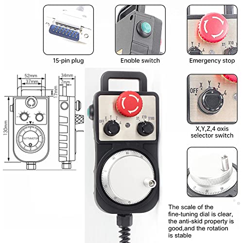 CNCTOPBAOS Sistema Controlador de Movimiento CNC Independiente Fuera de Línea de 4 Ejes DDCSV3.1, Control de Motor Servo/Paso a Paso Reemplaza Mach3 PLC+100PPR Volante Manual MPG con Parada de