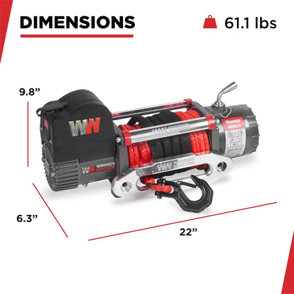 Warrior Winches Samurai 8,000 lbs 12v cabrestante eléctrico con cable de acero: perfecto para Jeep Wranglers, camiones, ATV y aventuras todoterreno. Controles inalámbricos