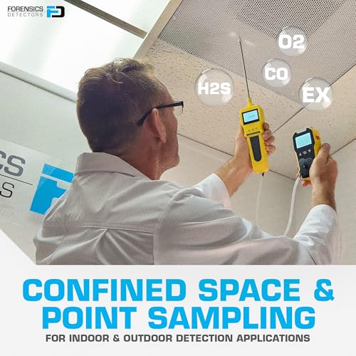4 Monitor de Gas + Bomba de Forensics Detectors | Certificado de Calibración NIST de EE. UU. | Recarga USB | 4 Gas con Sonda para Espacios Confinados | MODELO: FD-4A-PUMP
