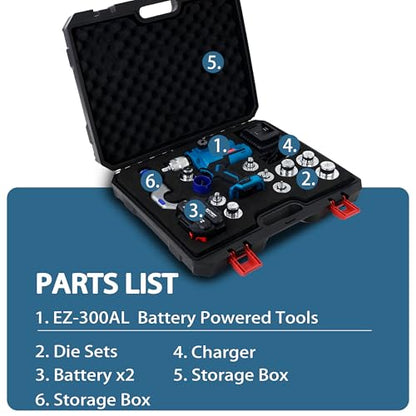 AMZCNC Kit de herramientas de estampación de expansor de tubos eléctricos con 11 cabezales expansores para herramienta de expansión de tubo de cobre HVAC de 3/8 a 1-5/8 pulgadas EZ-CT-300AL