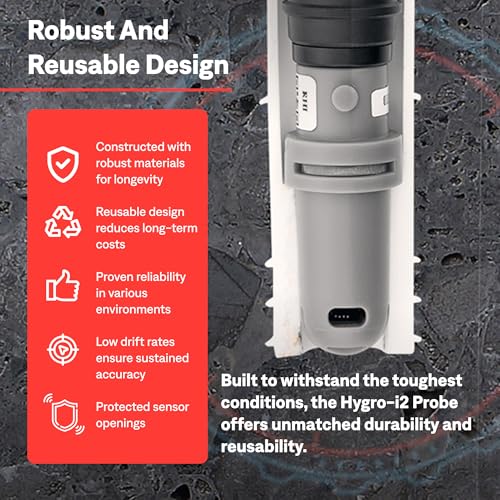 Tramex Hygro-i2 Sonda de humedad relativa HIPP1 (paquete de 1) | Sensor de hormigón RH reutilizable in situ para probar ASTM F2170 | Uso con nuestro sistema de prueba de humedad de hormigón