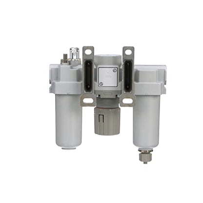 PneumaticPlus SAU300-N03G-MEP Filtro de Aire Comprimido Regulador Lubricador Combo 3/8" NPT - Cuenco de metal, drenaje manual, soporte, calibre