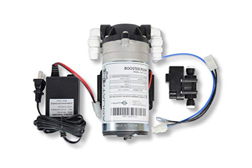WECO ECON-100P Kit de bomba de refuerzo de agua de ósmosis inversa - Bomba con sensor de presión automático y accesorios de conexión rápida - Compatible con cualquier sistema RO/DI - Aumenta el flujo