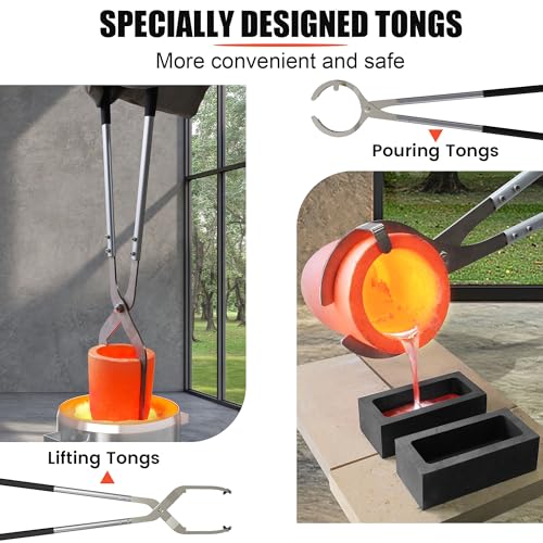 Nelyrho Kit de horno de fundición de propano de 26.5 lbs con 2 pinzas de crisol, horno de fundición de acero inoxidable completo para fundición de oro, plata, cobre, aluminio, metal, reciclaje