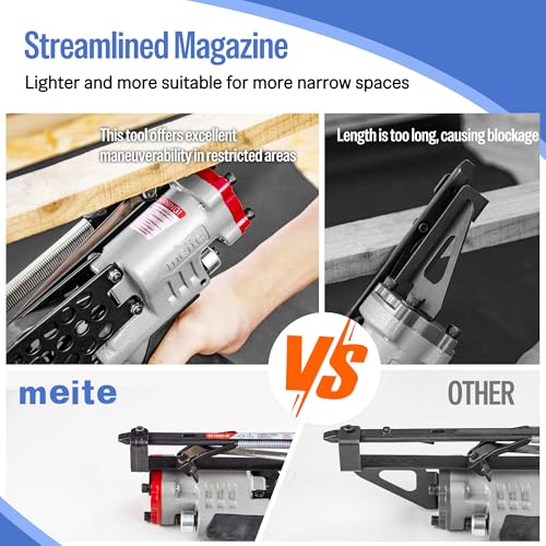meite SC760S-I2 Pistola neumática de anillo de cerdo con 1000 anillos de cerdo de 16GA, alicates de anillo de cerdo corona de calibre 16 de 1/2 pulgada, cierre de 0.102-0.142 in, alicates ligeros Air
