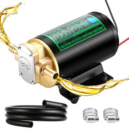 Mxmoonant Bomba de transferencia de aceite de 12 V, bomba extractora de cambio de aceite autocebante de 3.2 GPM, bomba de transferencia de combustible con mangueras para camión marino de queroseno