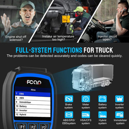 FCAR F506 Heavy Duty Truck OBD Scanner All Systems HD Diesel ABS SRS Diagnostic
