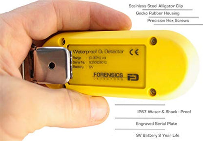 Oxygen Detector by Forensics | 2 Year Battery Life | 3 Year Sensor | USA NIST Calibration | Drop-Proof & Water-Proof | Rubber Soft-Touch | 0-30% O2 | FD-103-O2