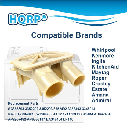 Bomba de drenaje para lavadora compatible con Whirlpool 3363394 3352292 3352293 3352492 3352493 3348014 3348015 3348215 WP3363394 WP336333333 VP PSPSPSPSPSPS11741239 PS342434 AH342434 AP2907492 LP116