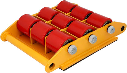 FAHKNS Machinery Skates - Patines de Movimiento Resistentes de 35000 lb/15T con Tapa Antideslizante y 9 Ruedas de Poliuretano para Equipos de mudanza Industrial Pesados, Color Amarillo