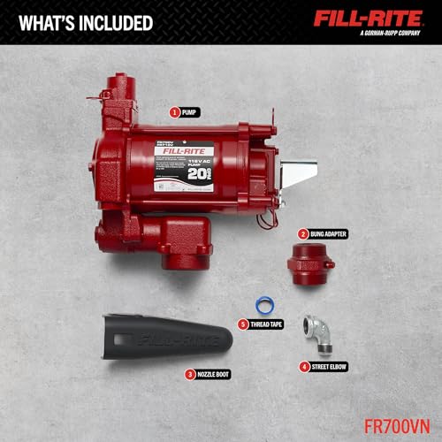 Fill-Rite Bomba de transferencia de combustible FR700VN 115V 20 GPM (modelo solo bomba) | Para gasolina, diesel, queroseno, mezclas de etanol, mezclas de metanol y biodiésel hasta B20