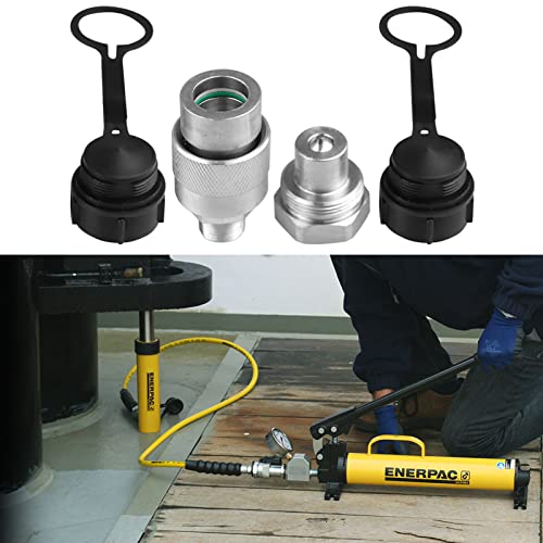 Juego de acoplador rápido hidráulico de 3/8 pulgadas que reemplaza a Enerpac C-604, conecta y desconecta bajo presión de 10,000 PSI, con 2 tapas antipolvo