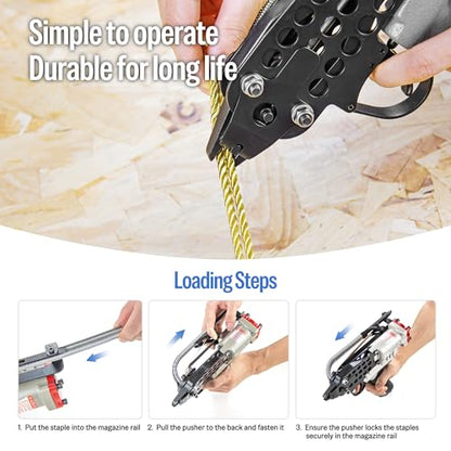 meite SC760S-I2 Pistola neumática de anillo de cerdo con 1000 anillos de cerdo de 16GA, alicates de anillo de cerdo corona de calibre 16 de 1/2 pulgada, cierre de 0.102-0.142 in, alicates ligeros Air