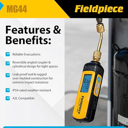 Fieldpiece - Medidor de vacío inalámbrico HVACR - MG44 - Evacuaciones rápidas y precisas y lecturas de vacío - Herramienta HVAC de largo alcance compatible con Job Link