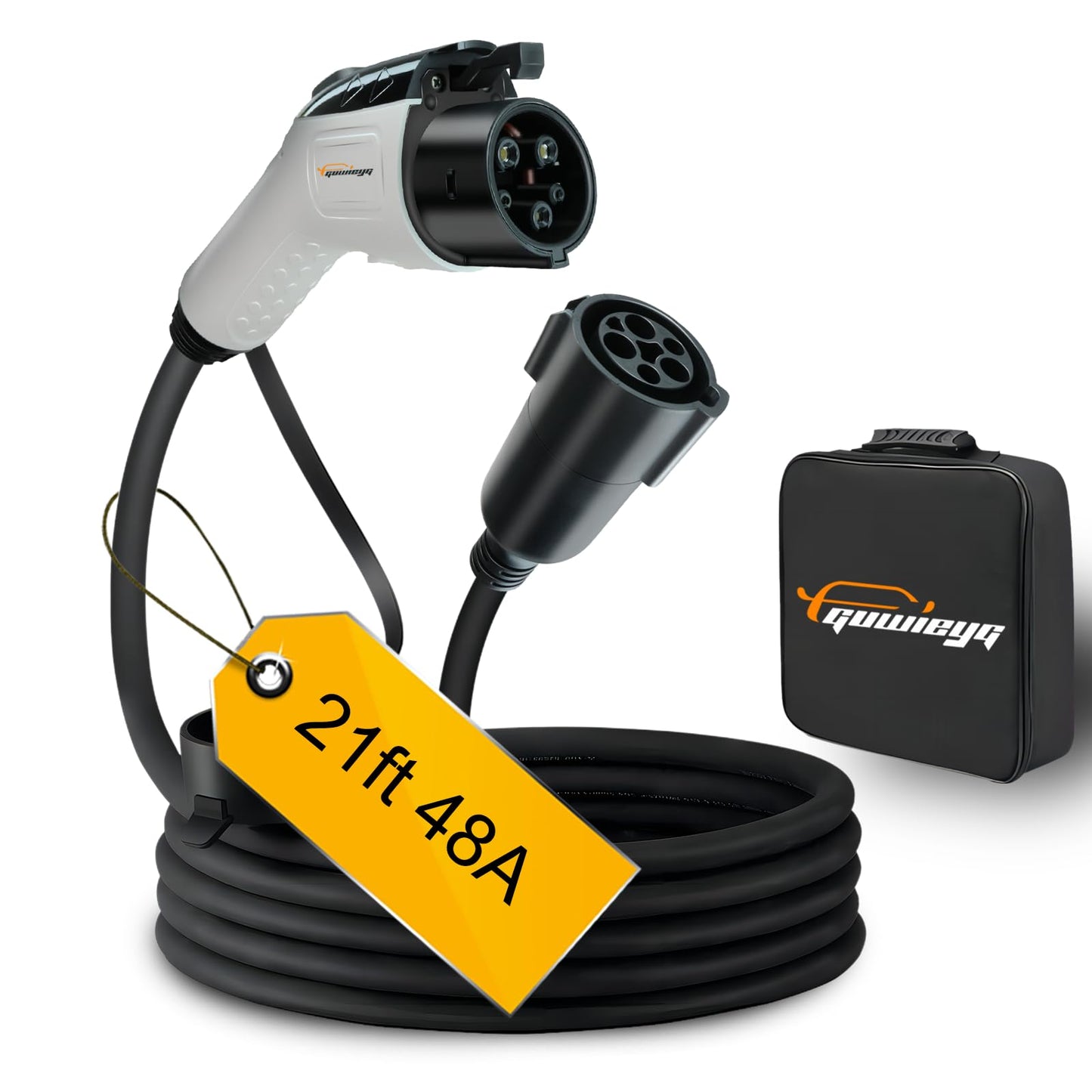 Extension Cable Compatible with All SAE J1772 EV Chargers, 21ft Max 250V 48A EV Charging Cable Extension for Home and Outdoor Electric Car Charging