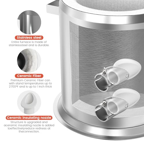 Nelyrho Kit de Horno de Fusión de Propano #NY-015 15KG para Fundición de Metal – Horno de Fundición de Alta Temperatura de 135,000 BTU con Crisol y Pinzas, Calentamiento Rápido para Oro, Plata, Cobre