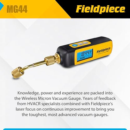 Fieldpiece - Medidor de vacío inalámbrico HVACR - MG44 - Evacuaciones rápidas y precisas y lecturas de vacío - Herramienta HVAC de largo alcance compatible con Job Link
