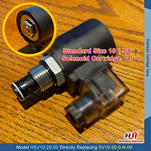 Válvula de cartucho de solenoide, válvula electromagnética hidráulica de dos posiciones normalmente cerrada Reemplazo comparable a Hydraforce SV10-20-0-N-00 (HSV10-20-00)