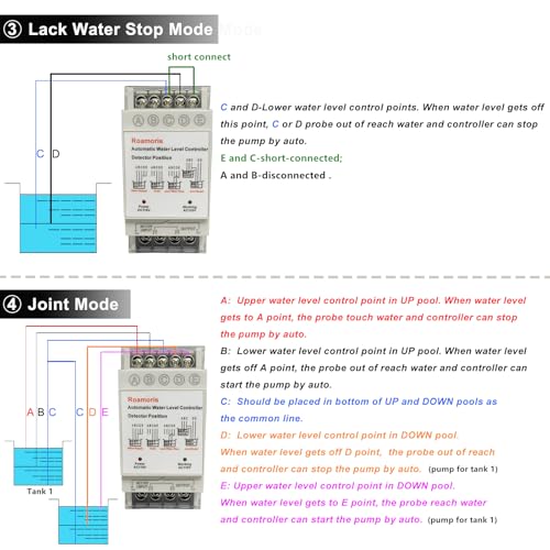 Controlador automático de nivel de agua, sensor de nivel de líquido, relé automático de interruptor de flotador de bomba de 110 V, control de bomba con detector de 6.5 pies, 4 modos NC01