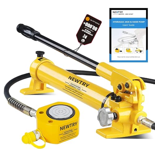 NEWTRY Gato hidráulico Ram de 30 toneladas + bomba manual hidráulica CP-700 Kit de potencia Porta de perfil bajo Mini Jack de sección única Mini Jack 0.55 '' Stroke cilindro hidráulico industrial