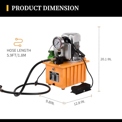 LCyindu - Bomba hidráulica eléctrica de 750 W, 2 velocidades, 110 V, 10000 PSI, 8.4 cuartos de galón, válvula solenoide hidráulica, bomba eléctrica hidráulica para perforación, doblado, tomas de