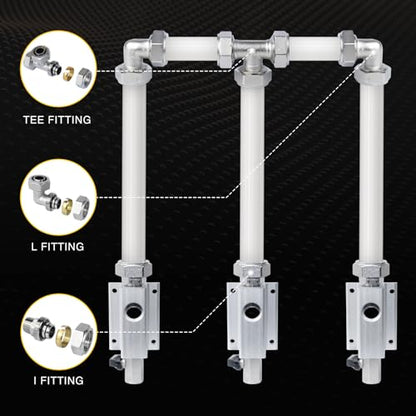 5 accesorios de tubería de aire en T de 3/4 pulgadas, tubo de 3/4 pulgadas x tubo de 3/4 pulgadas x tubo de 3/4 pulgadas, latón niquelado, presión de trabajo de 200 PSI, accesorios de línea de aire