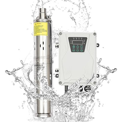 Bomba sumergible solar de pozo profundo de 3 pulgadas, 24 V, 270 W, bomba de agua solar sumergible de acero inoxidable para riego agrícola + kit de controlador MPPT 3FLS1.8/100-D24/270 (24 V 270 W)