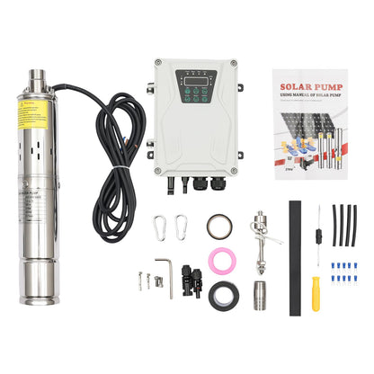 Bomba sumergible solar de pozo profundo de 3 pulgadas, 24 V, 270 W, bomba de agua solar sumergible de acero inoxidable para riego agrícola + kit de controlador MPPT 3FLS1.8/100-D24/270 (24 V 270 W)