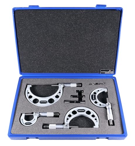 Accusize Industrial Tools 0-10,16 cm x 0,0254 mm Micrómetros de tipo M de ultra-precisión exterior con punta de carburo, juego de 4 unidades, EG00-0904
