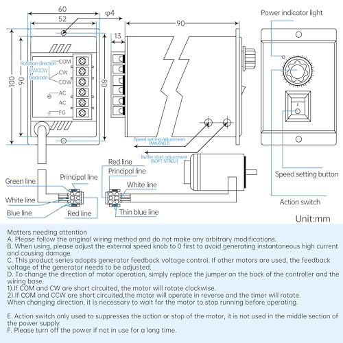 CNCTOPBAOS Motor de engranaje helicoidal de 120 W RV30 Relación de reductor 1:40 con controlador de gobernador de velocidad, motor de engranaje variable ajustable CW/CCW 90-1600RPM 110V, caja de