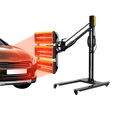 Lámpara infrarroja para hornear de pintura de 3900 W, lámpara de calor de onda corta con temporizador y control de temperatura, sistema de curado de pintura ajustable de 3 cabezales de 360°