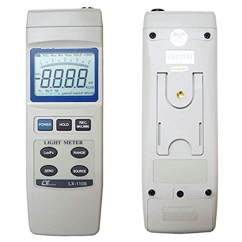 Medidor de exposición digital Lx-1108 Lux Meter junto con certificado de calibración de fábrica (rango: 0 a 4,00,000 Lux)