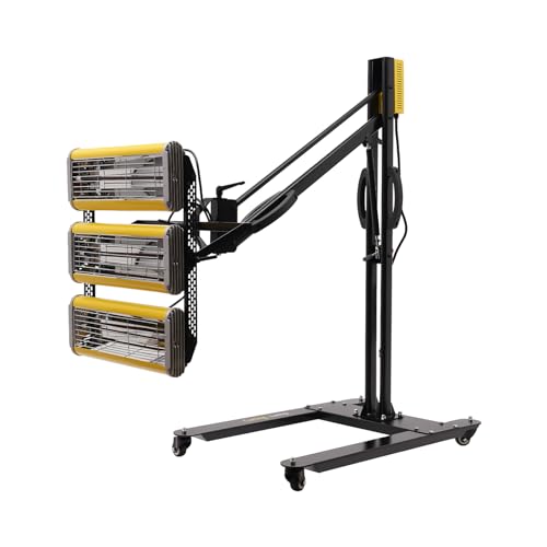 Lámpara infrarroja para hornear de pintura de 3900 W, lámpara de calor de onda corta con temporizador y control de temperatura, sistema de curado de pintura ajustable de 3 cabezales de 360°