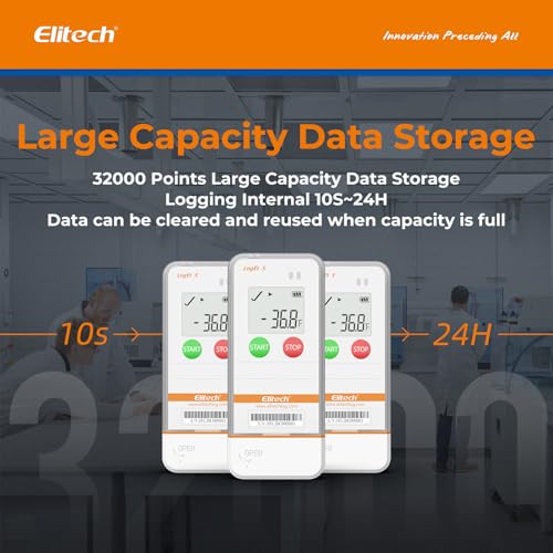 Elitech Registrador de datos de temperatura USB RC-5+ PDF digital + USB Registrador de datos de temperatura digital LogEt5T