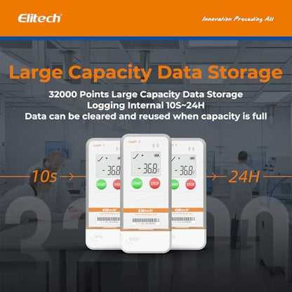 Elitech Registrador de datos de temperatura USB RC-5+ PDF digital + USB Registrador de datos de temperatura digital LogEt5T