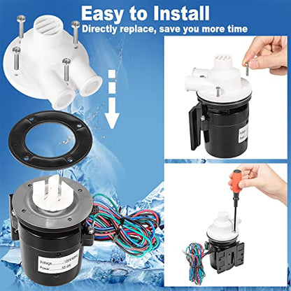 APTA92P10WD1 - Conjunto de motor de bomba de agua de repuesto para bomba de agua Hoshizaki incluye condensador, se adapta a modelos de máquinas de hielo Hoshizaki KM-450 THRU KM-900 KML-600MAH URC-12F
