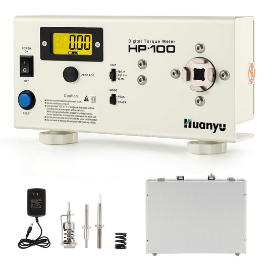 Huanyu Medidor de par digital HP-100 Medidor de torsión Medidor de torsión portátil Llave de tornillo Llave de medición Instrumento de prueba Adaptador de torsión Dinamómetro