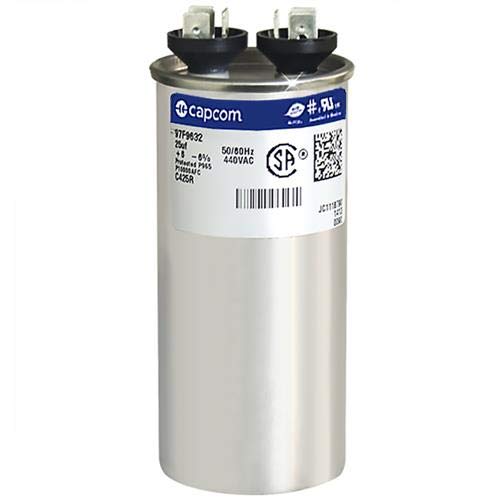 97F9632 25 uf MFD 440 voltios VCA - Condensador de recambio de carrera redonda por CAPCOM