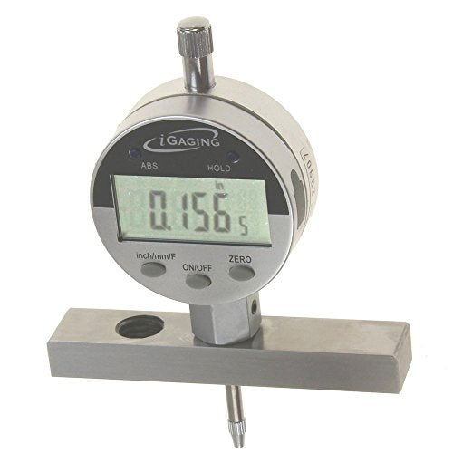 iGaging 400-D69 indicador electrónico digital de profundidad, rango de medición de 0-22 pulgadas, resolución de 0.0005 pulgadas, base de 2 posiciones (pulgadas/mm/fracciones)
