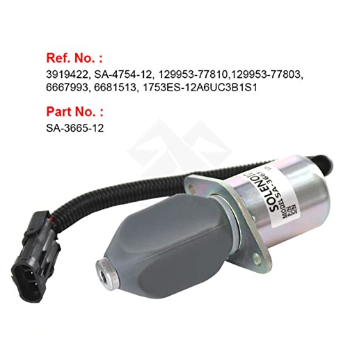DEEGOOLY SA-3665-12 1753ES-12A6UC3B1S1 - Solenoide de parada de combustible de 12 V para arrancador Cummins Yanmar Kubota Synchro, 3 meses de garantía