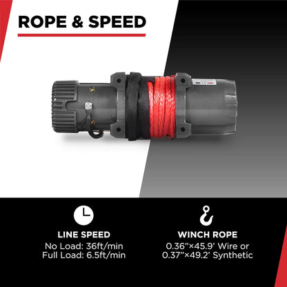 Warrior Winches Samurai 8,000 lbs 12v cabrestante eléctrico con cable de acero: perfecto para Jeep Wranglers, camiones, ATV y aventuras todoterreno. Controles inalámbricos
