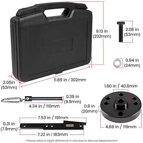 E-cowlboy 3163021 Kit de herramientas de sincronización de leva para todos los motores Cummins ISX QSX 2007-2017 con extractor de engranajes de leva, pasador de manivela y estuche de transporte,