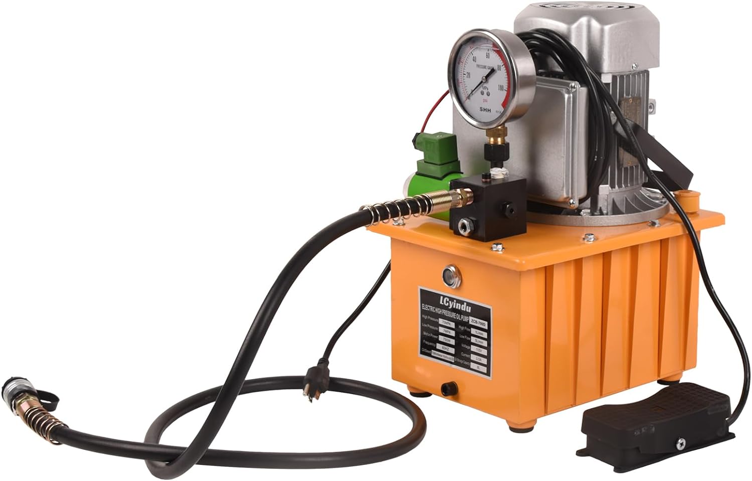 LCyindu - Bomba hidráulica eléctrica de 750 W, 2 velocidades, 110 V, 10000 PSI, 8.4 cuartos de galón, válvula solenoide hidráulica, bomba eléctrica hidráulica para perforación, doblado, tomas de Single Acting Solenoid Valve