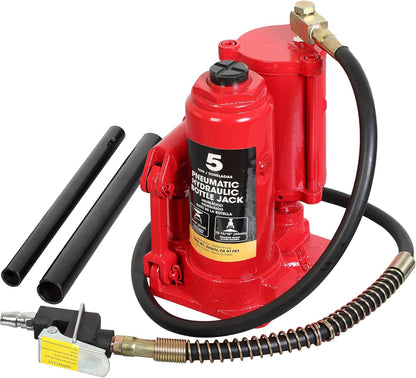 Torin ATA92006B - Gato de Botella hidráulica de Aire neumático de 20 toneladas (40 Libras) de Capacidad con Bomba Manual para Camiones, Color Negro