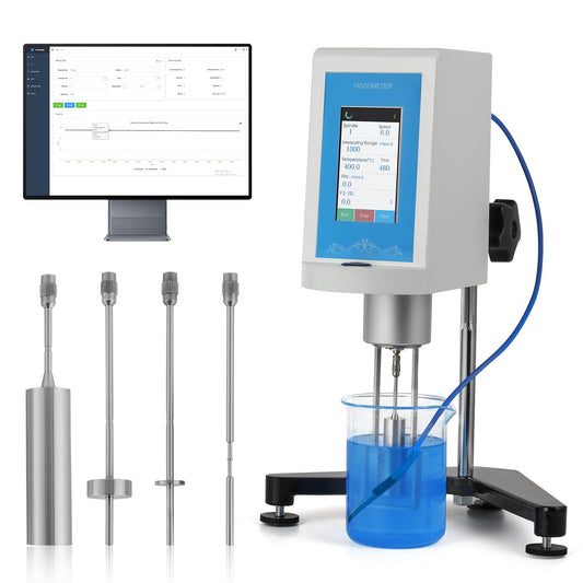 Bonvoisin Viscómetro rotatorio digital 10-6,000,000mPa.S de viscosidad de pantalla táctil con 4 rotores y sonda de temperatura ±1% Precisión 100-240V (NDJ-9T)