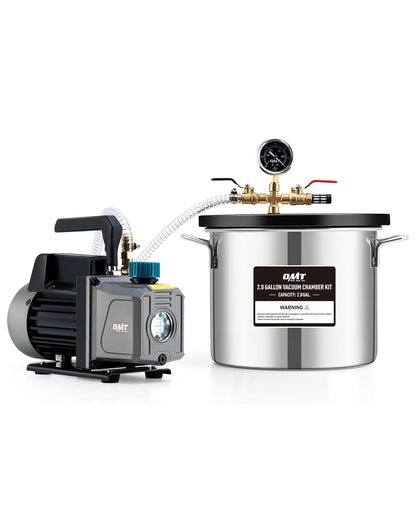 Orion Motor Tech Cámara de vacío de 3 galones con kit de bomba, bomba de vacío de 3.5 cfm y kit de cámara con tapa de vidrio templado manguera de 5 pies, kit de cámara de desgasificación al vacío para