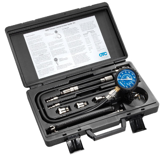 OTC 5605 Deluxe Kit de probador de compresión con Estuche de Transporte para Motores de Gasolina