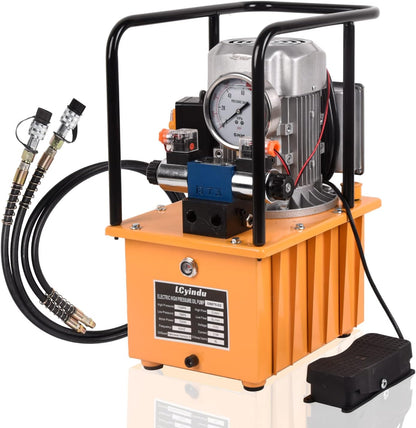 LCyindu - Bomba eléctrica hidráulica de 8.4 cuartos de galón, válvula solenoide de doble efecto de 8 litros, paquete de energía hidráulica, bomba portátil eléctrica, cilindro DB075-D2