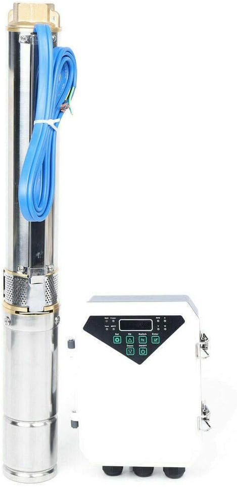 Bomba sumergible solar de pozo profundo de 3 pulgadas, 24 V, 270 W, bomba de agua solar sumergible de acero inoxidable para riego agrícola + kit de controlador MPPT 3FLS1.8/100-D24/270 (24 V 270 W) 48V 400W